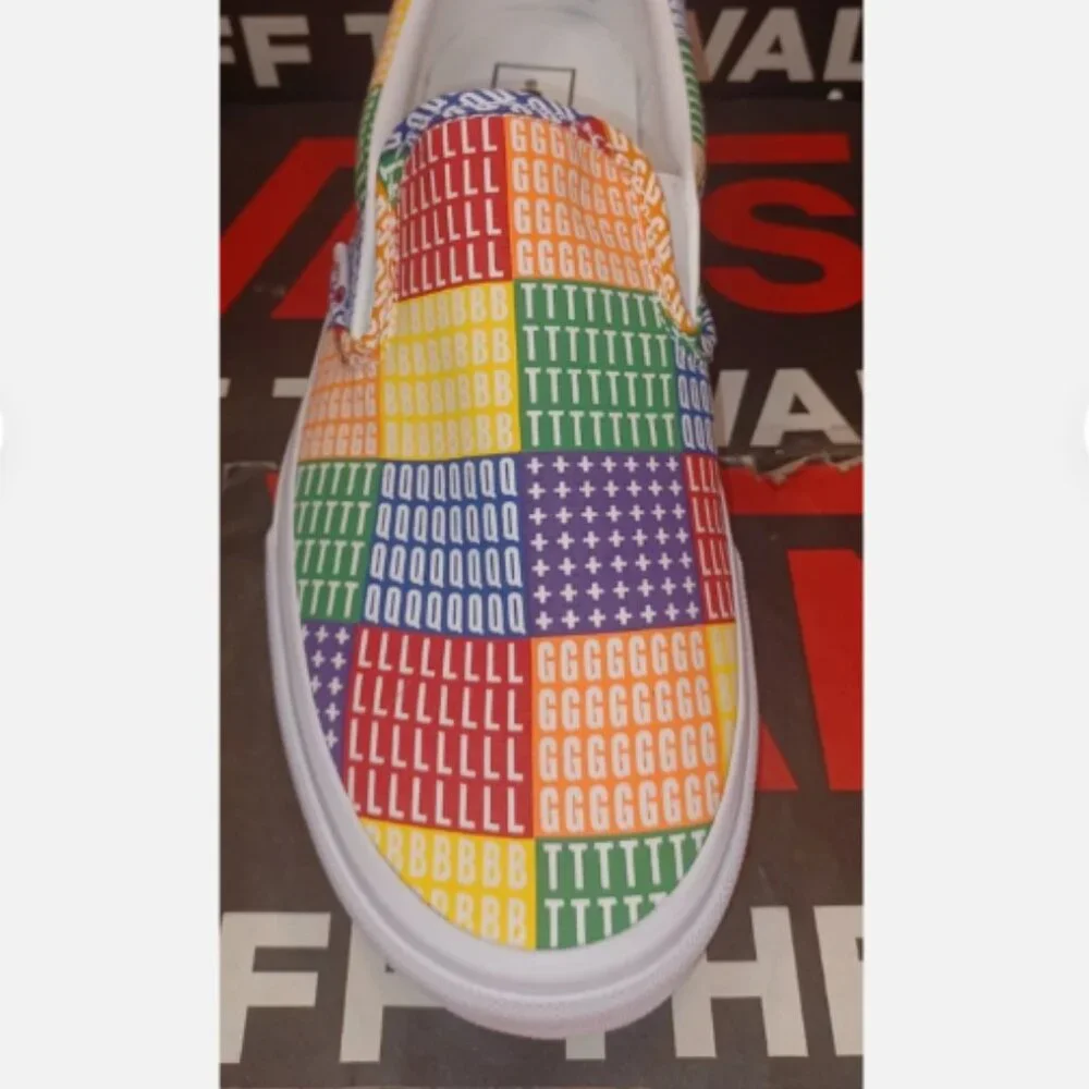 Vans Men's 4.5/Women's 6 Slip-On Pride Rainbow Multi/True White LGBTQ